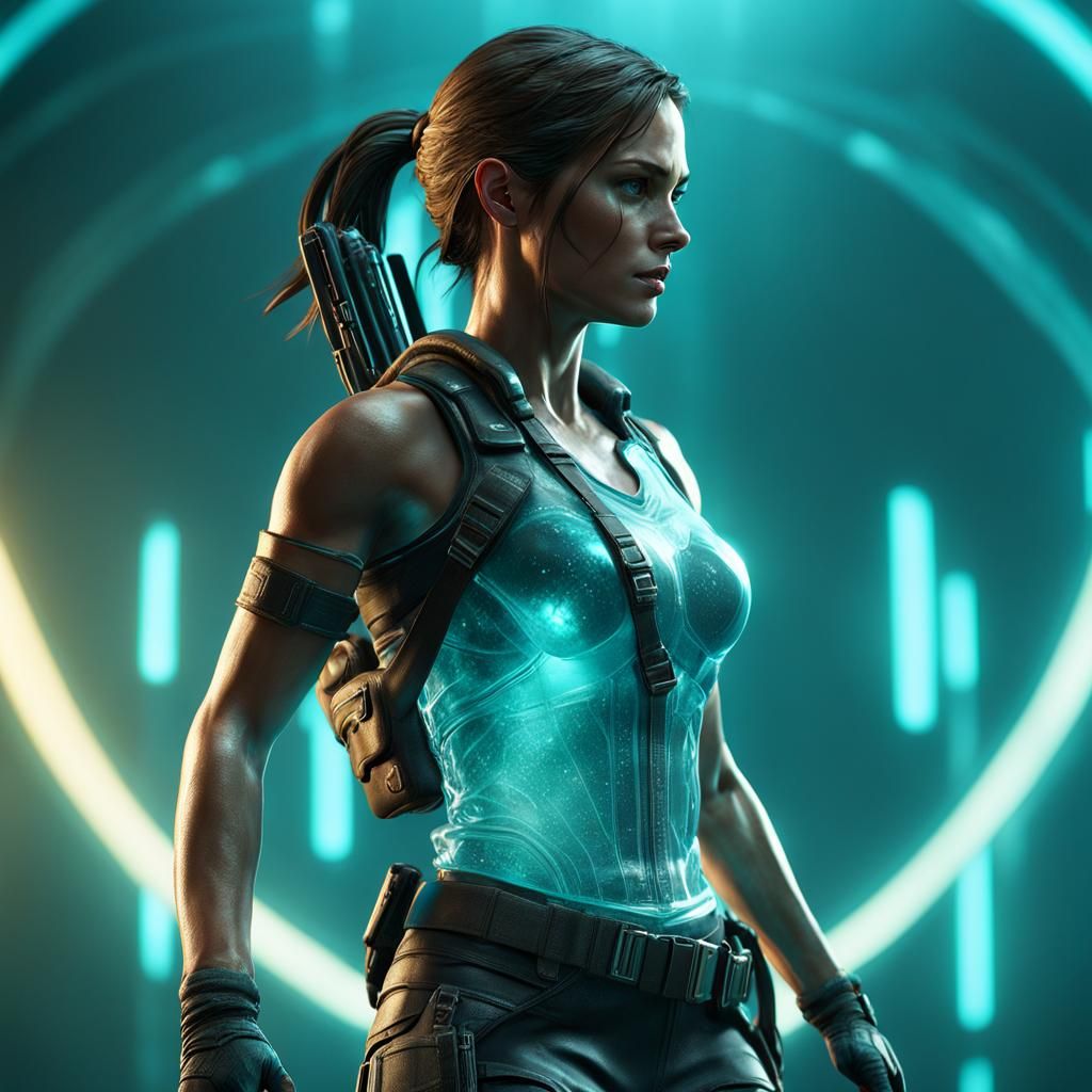 Lara Croft as a Transparent Glass Figurine