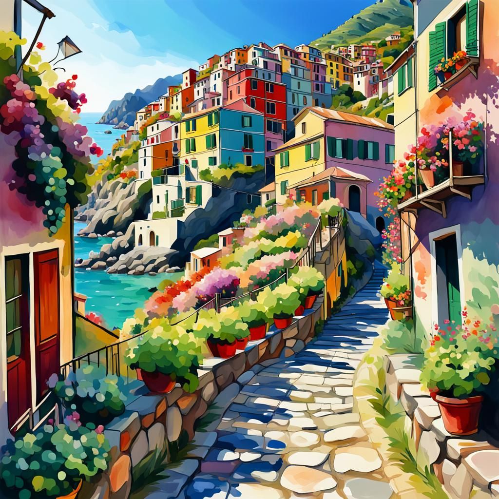 Picturesque Vineyard Path in Manarola, Italy