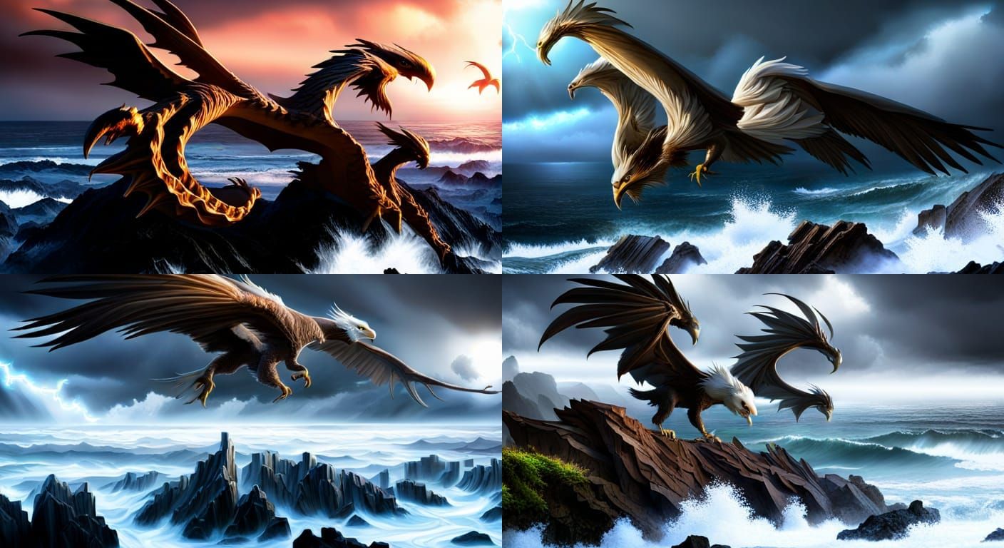 Dragon Eagle Hybrid in Dark Fantasy Style