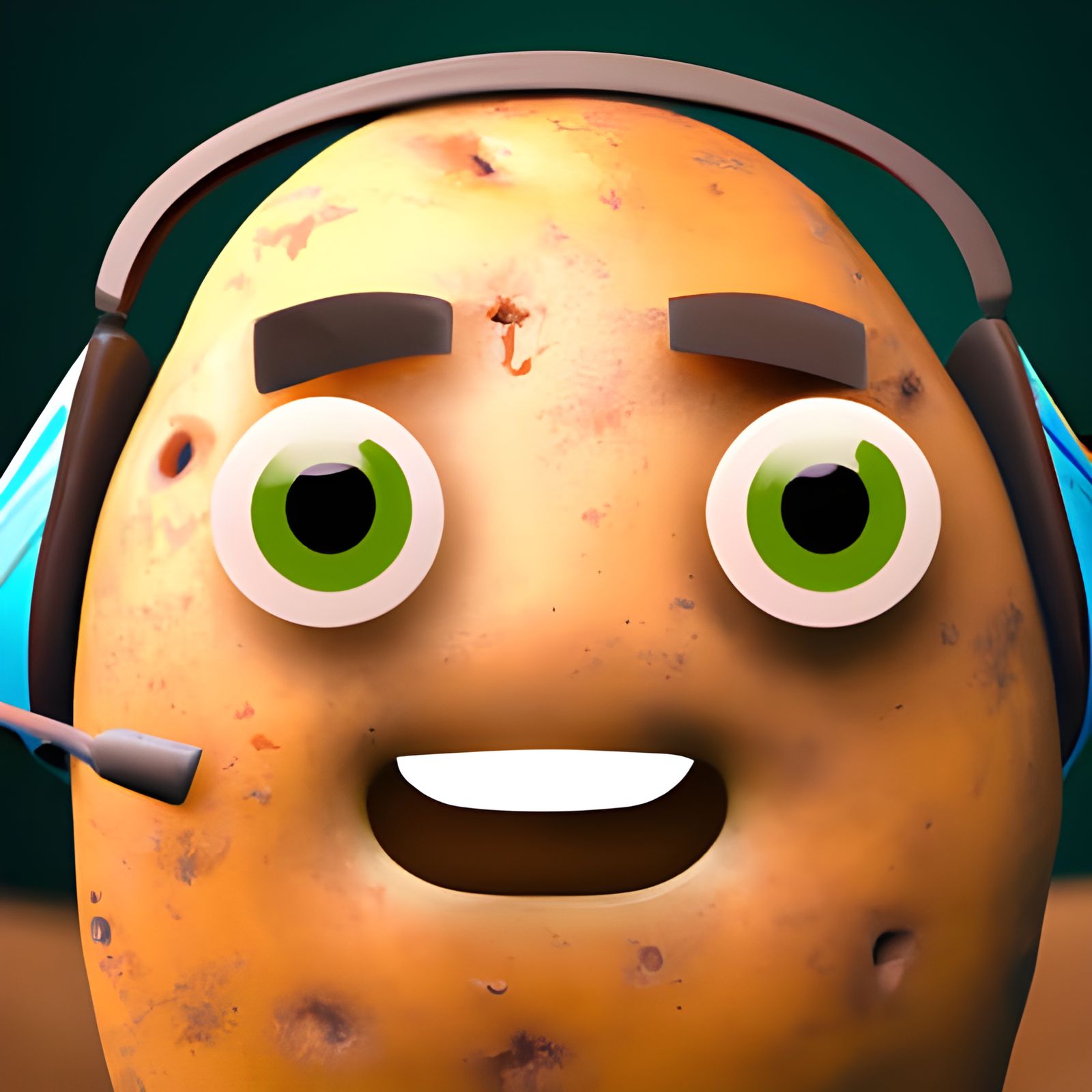 Adorable Potato Headset Portrait by Pixar