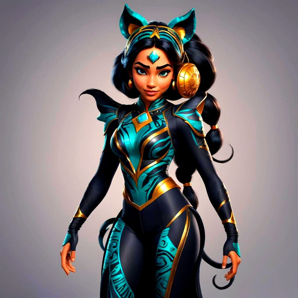 Jasmine as Tiger Superheroine in 3D Digital Art