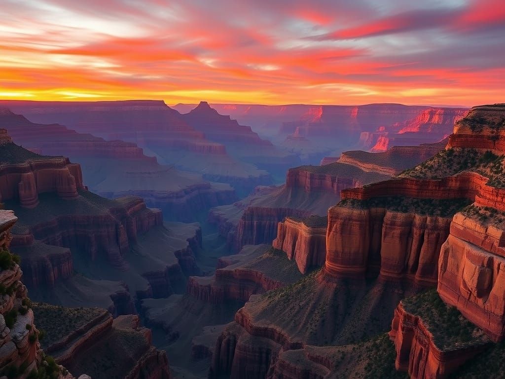 Grand Canyon Sunset in Romantic Style