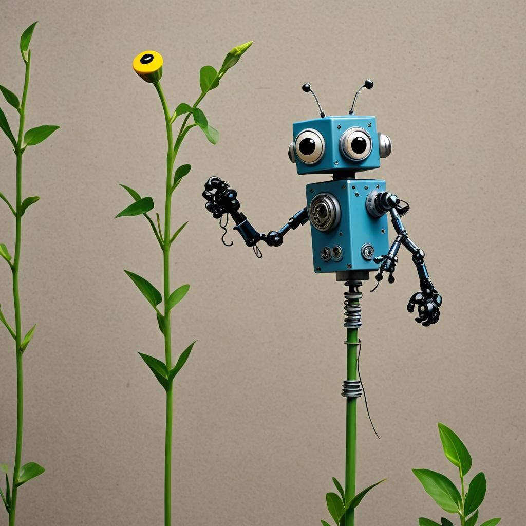 Vintage Wind-Up Robot Toy with Googly Eyes