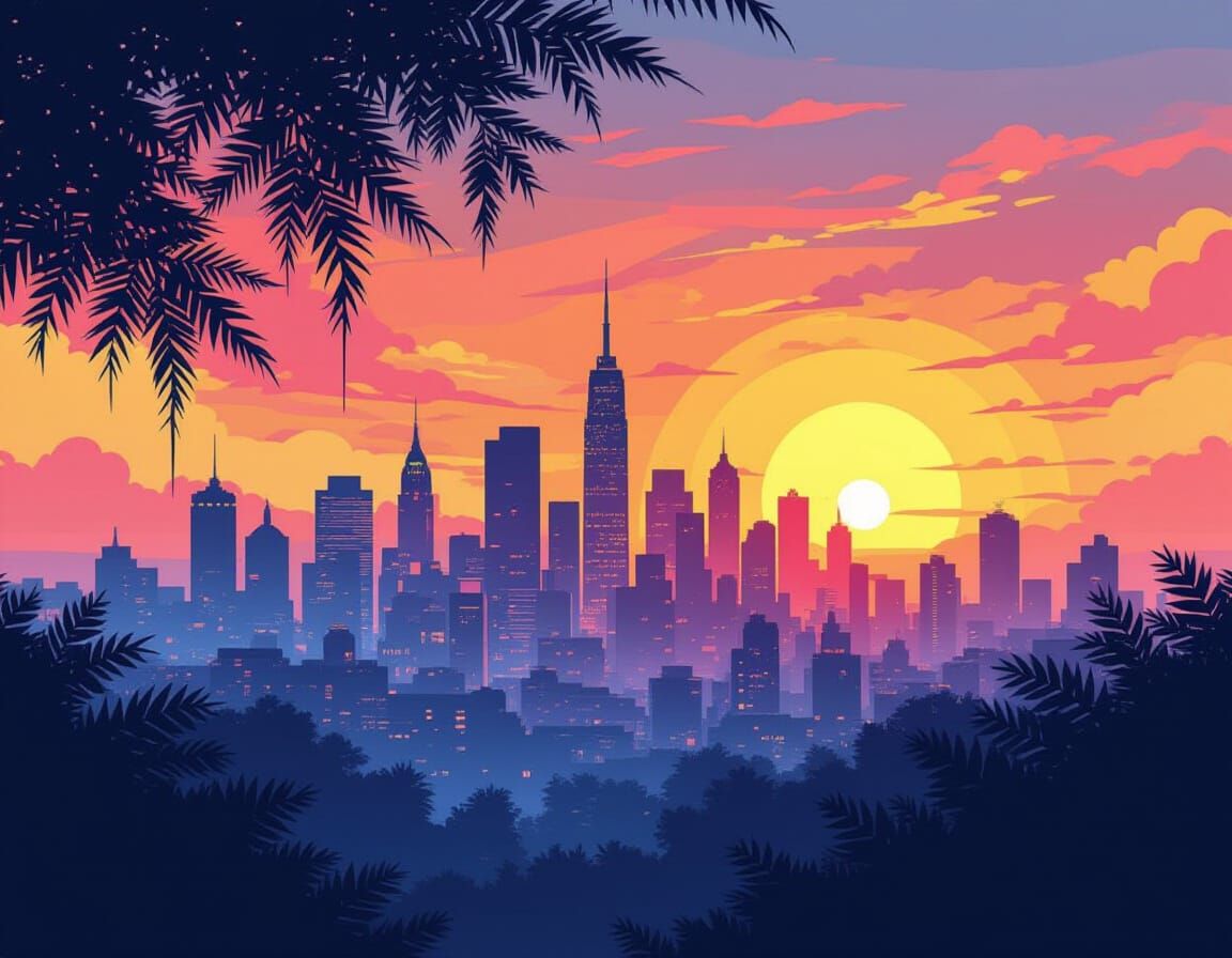 Glitchcore Abstraction: Sunset Arcology in Pastel Colors