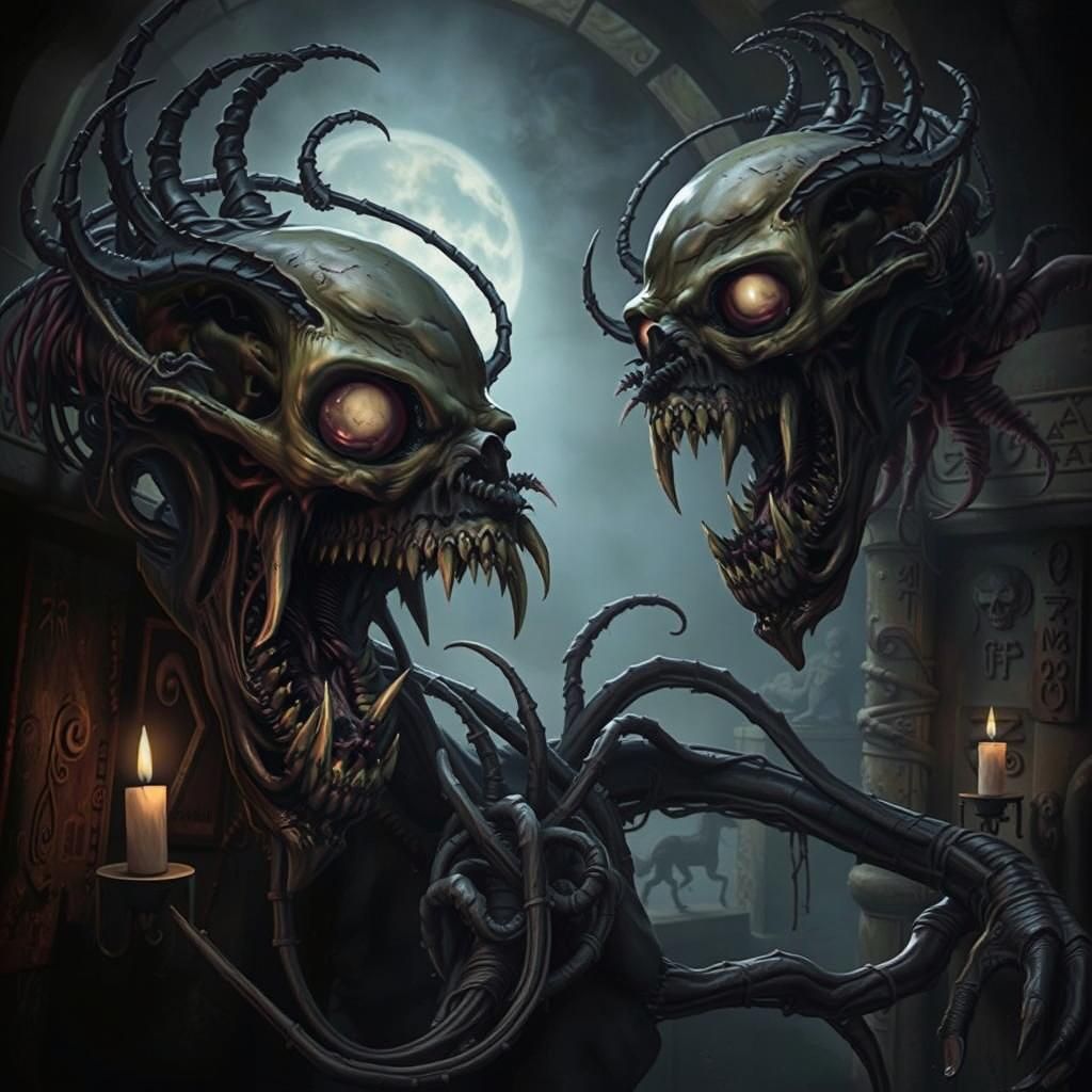 Demonic Entities in Hellish Biomechanical Landscape