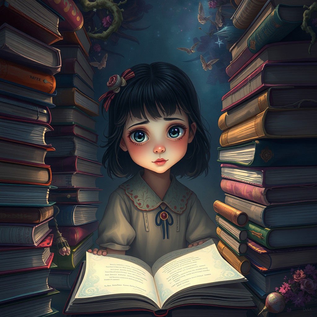 Girl in Book World: Fantasy Concept Art
