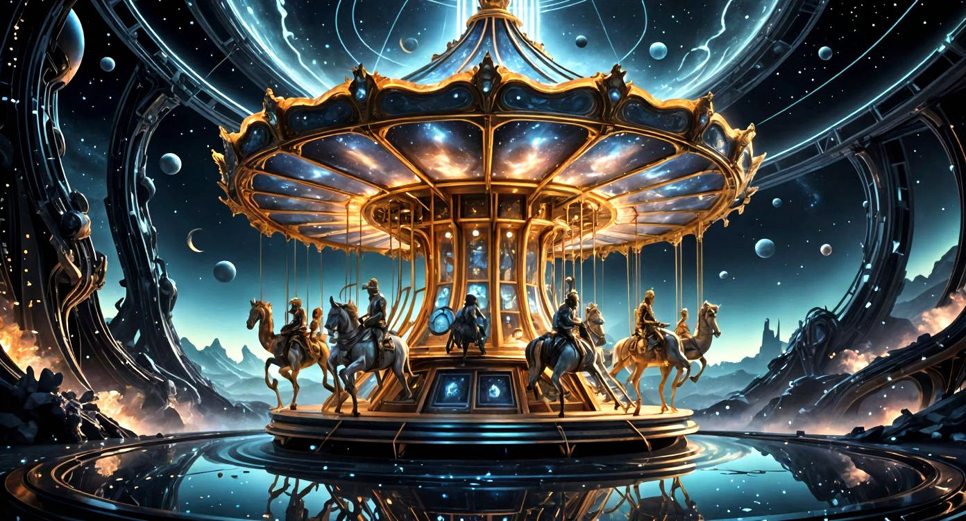 Ethereal Carousel Symbol in Galactic Space