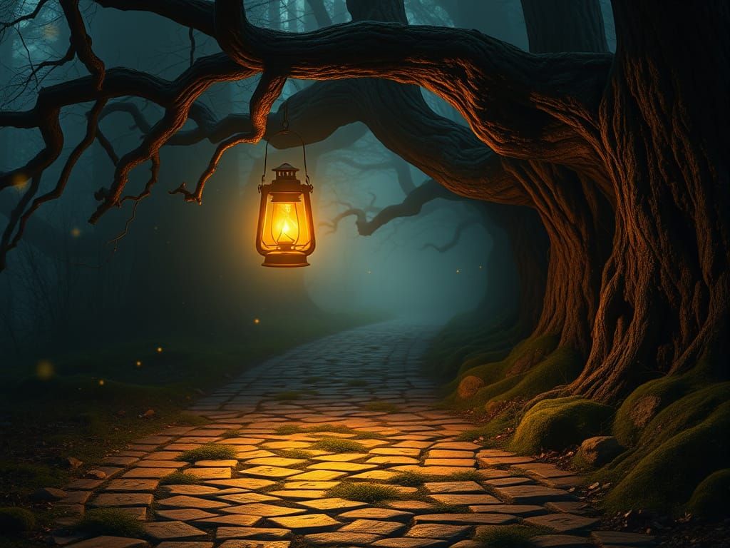 Lone Lantern Illuminates Forgotten Path