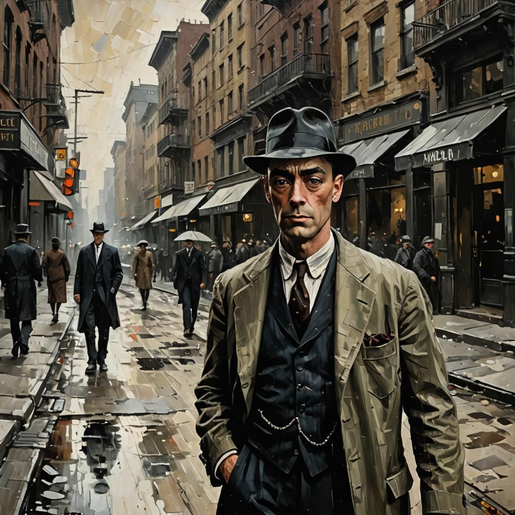 Buster Keaton Portrait as Palette Knife Oil Painting