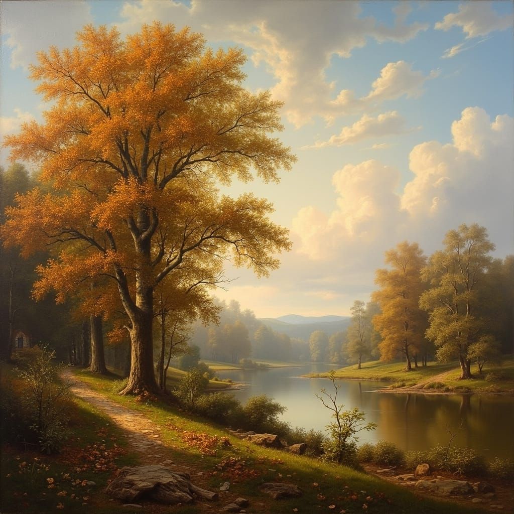 Romantic Autumn Landscape in 19th Century Style