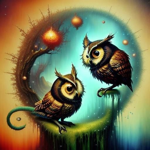Magical Fluffy Baby Owl in Ethereal Fantasy Style