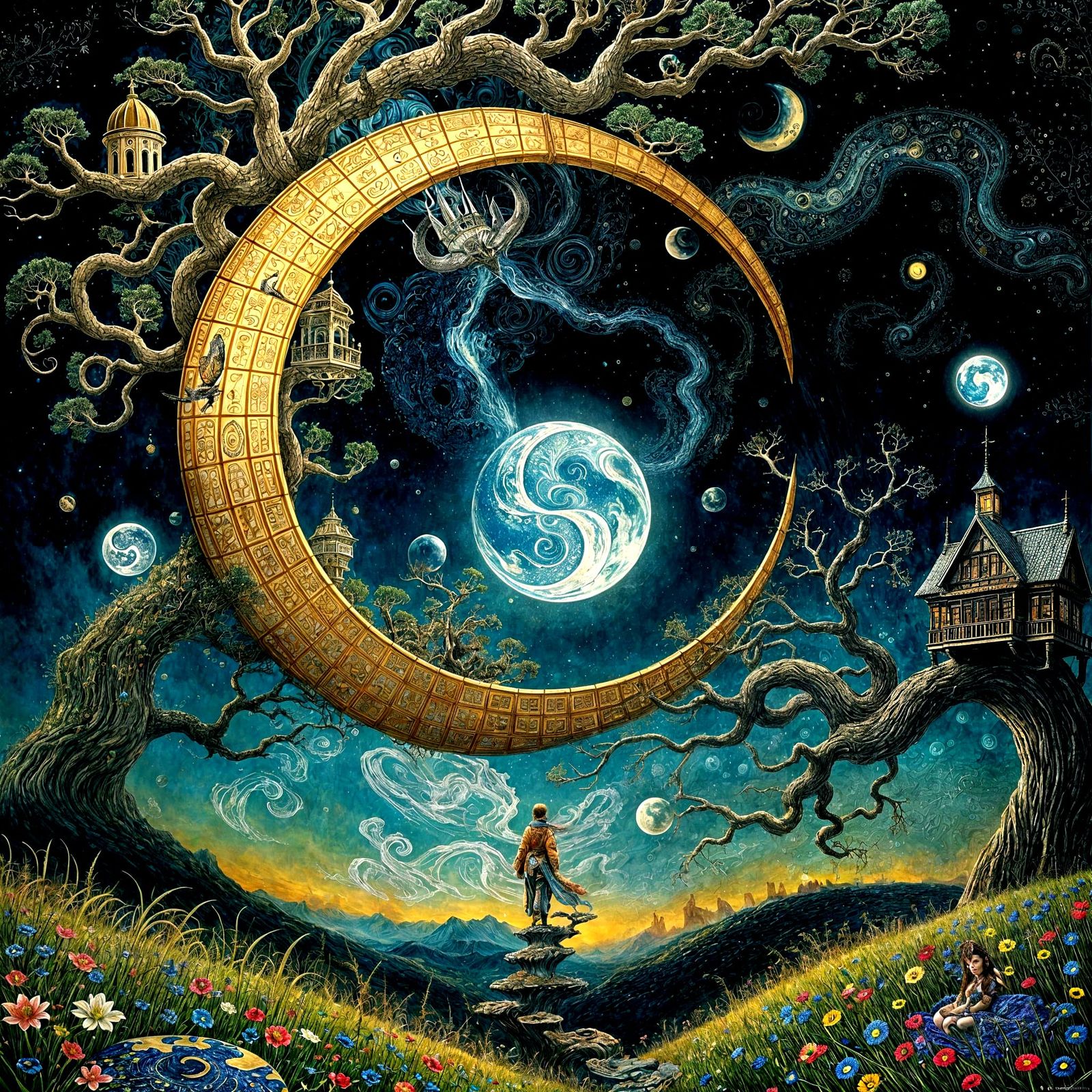 Surreal Stargate Landscape in Whimsical Victorian Style