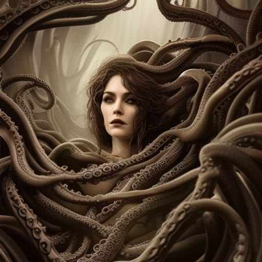 Lovecraftian Woman Consumed by Madness