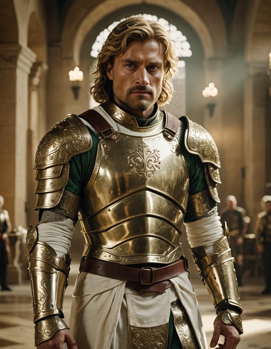 Knight in Cream Armor in Grand Hall