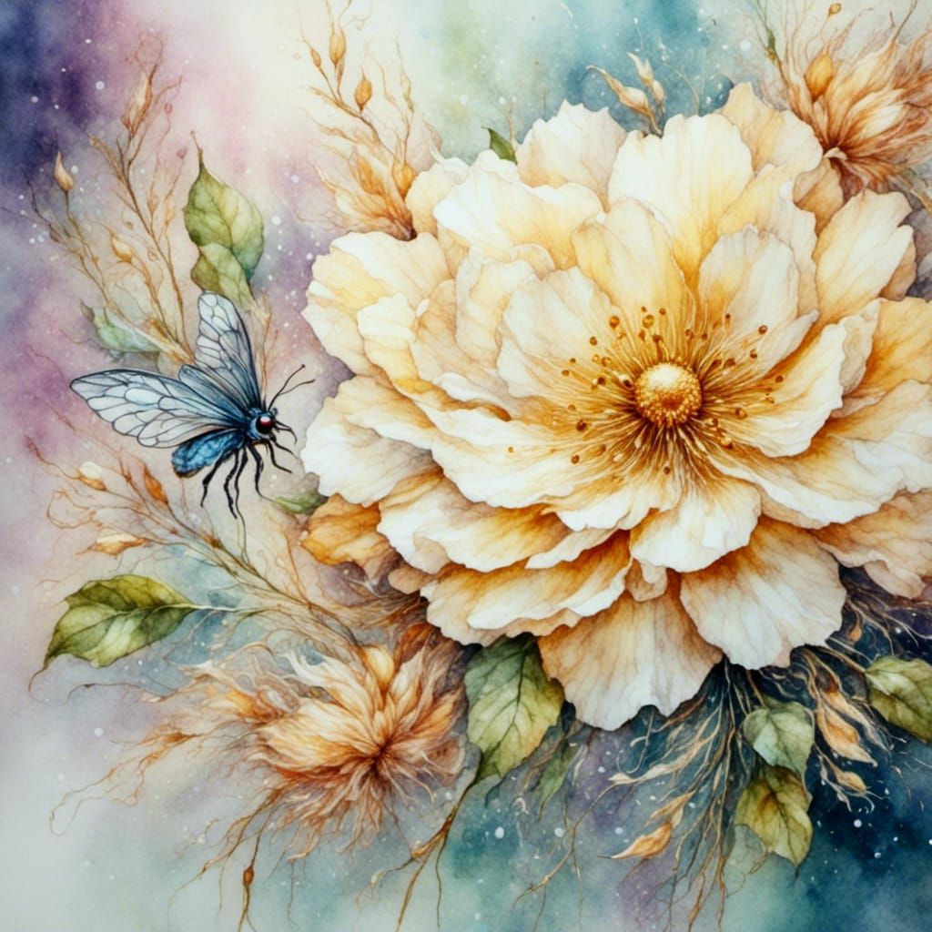 Delicate Flower Watercolour in Potteresque Style