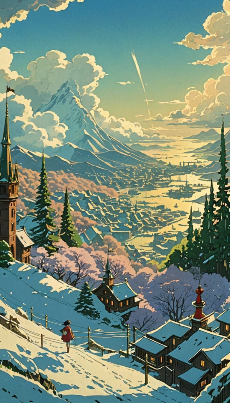 Anime Scene in Vibrant Cel-Shaded Style with Studio Trigger ...