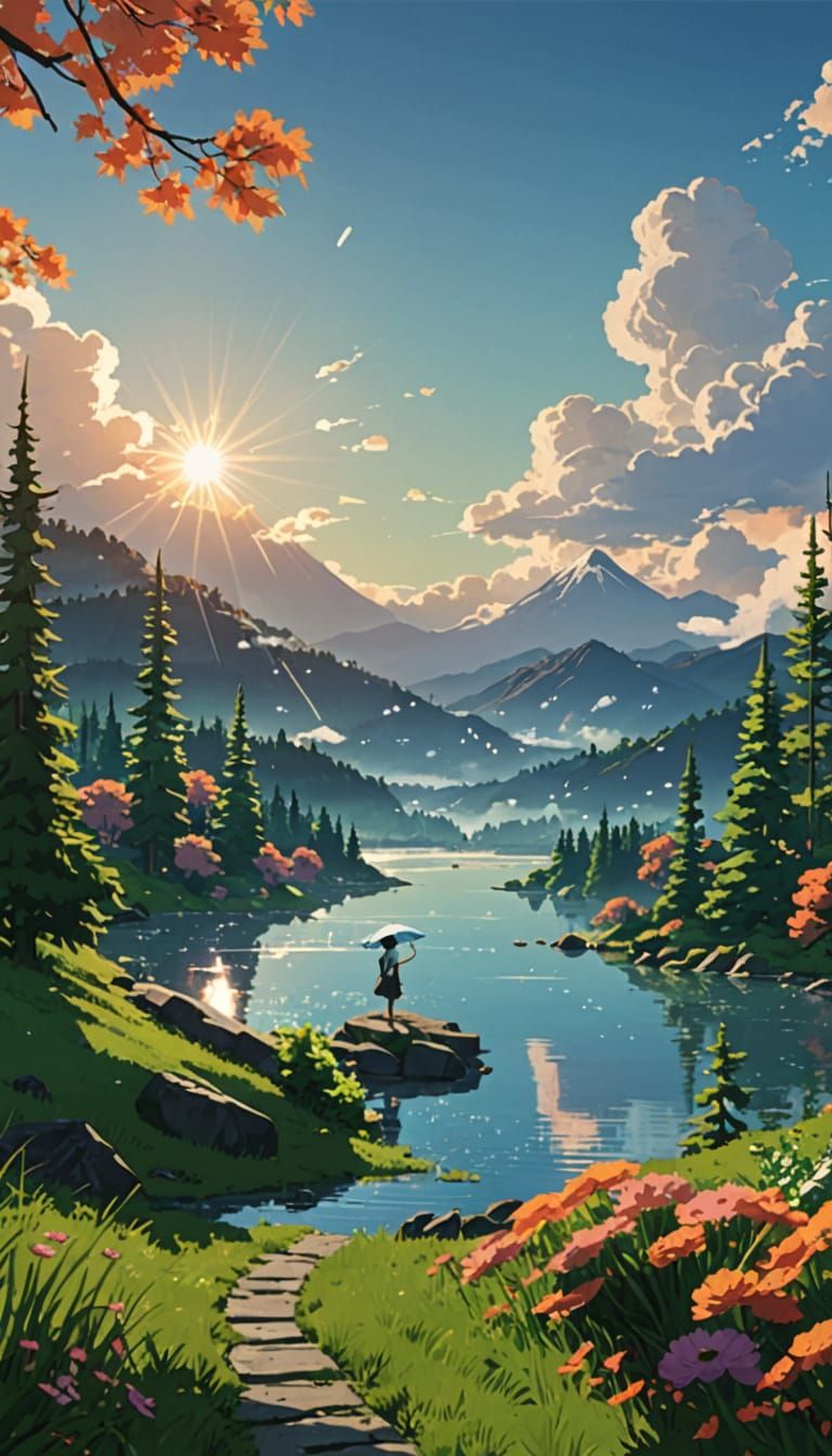 Whimsical Woman in Vibrant Environments