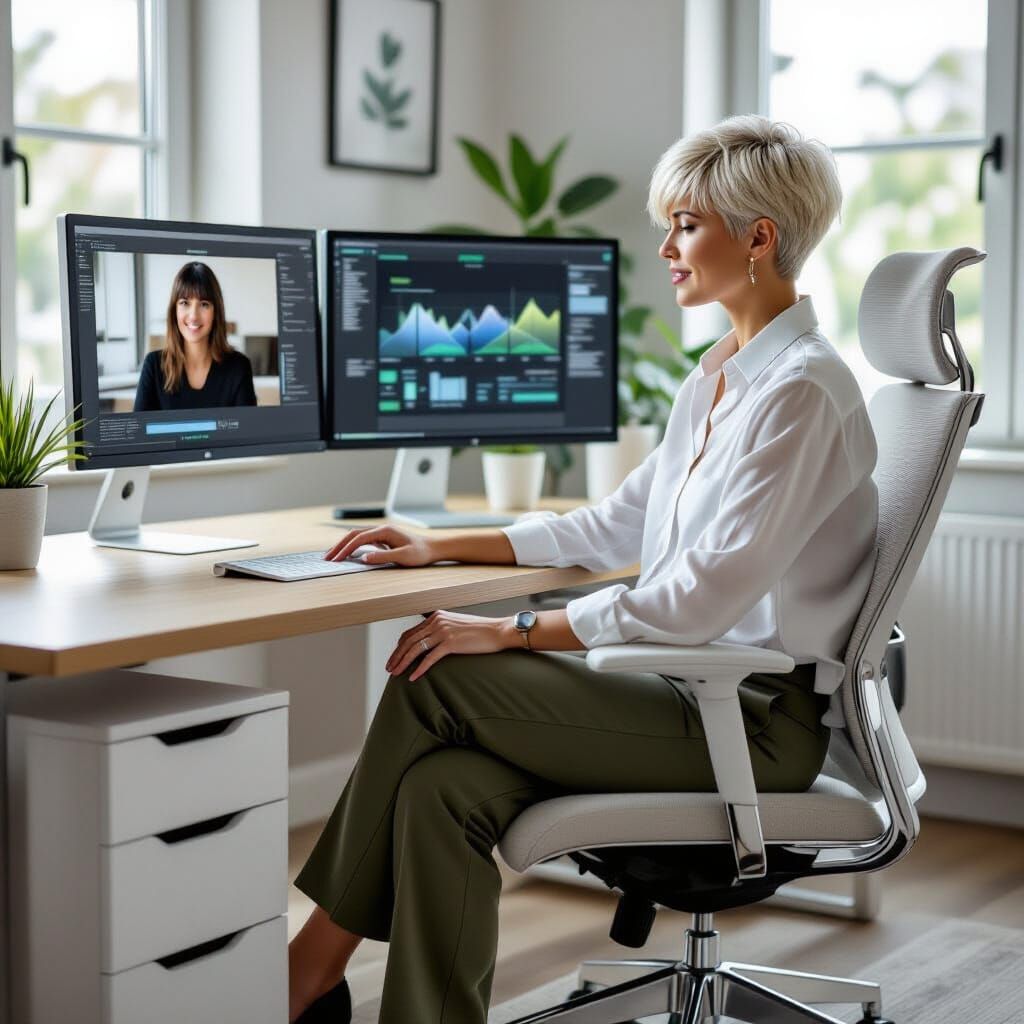 Modern Office Meets Old Estate: Woman at Desk