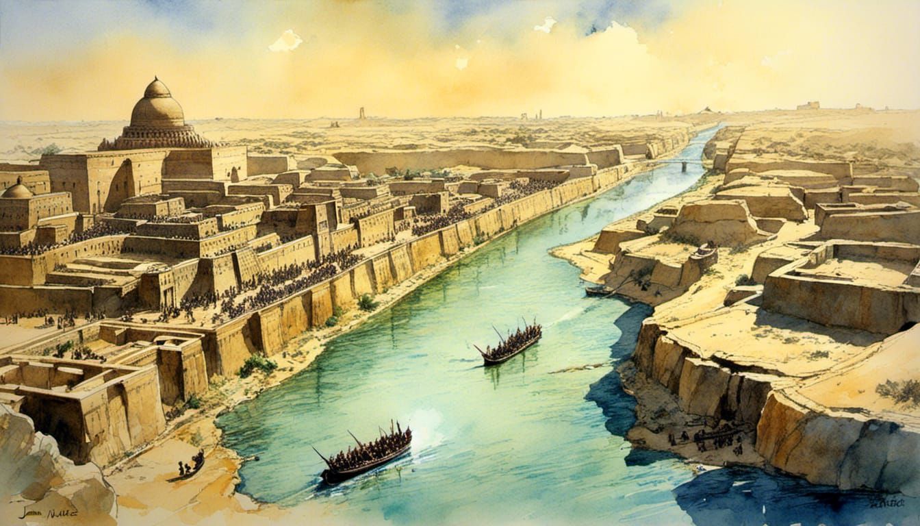 Babylonian Captivity on the Euphrates River: Watercolor Art