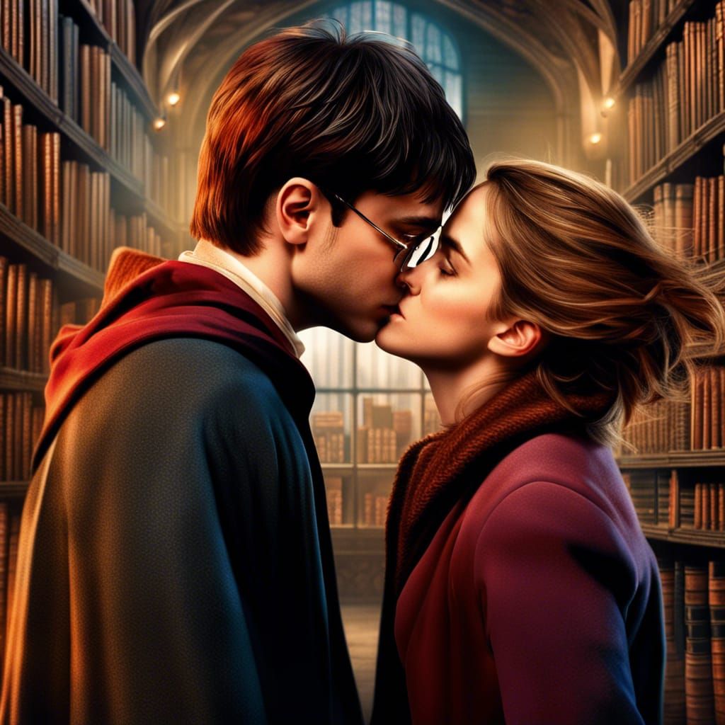 Harry Potter and Hermione Kissing: Hyperrealistic Art