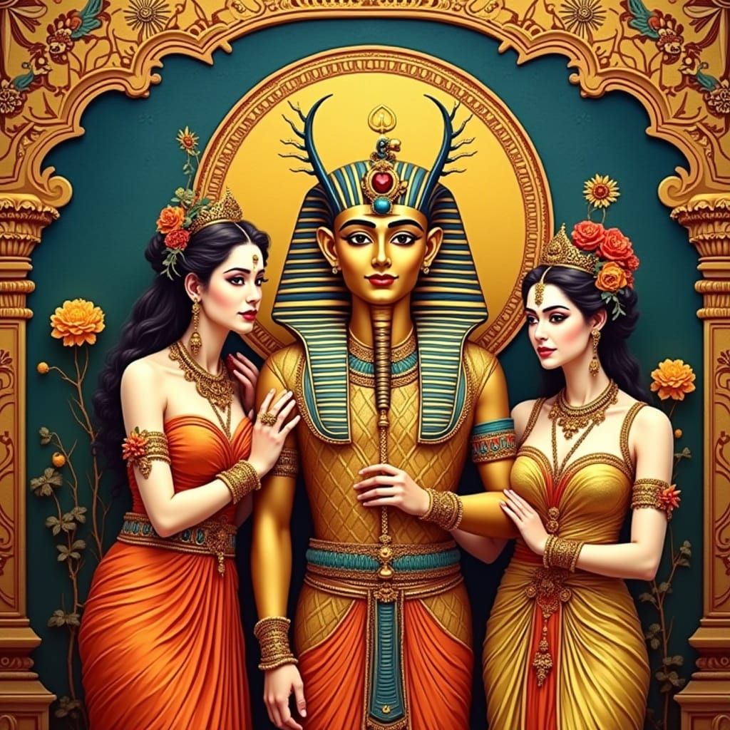 Tutankhamun, Harlequin, Geisha, Krishna Fusion