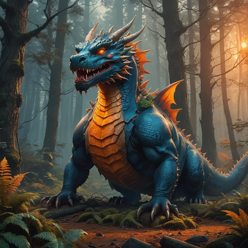 Dragon in Mystical Forest Concept Art