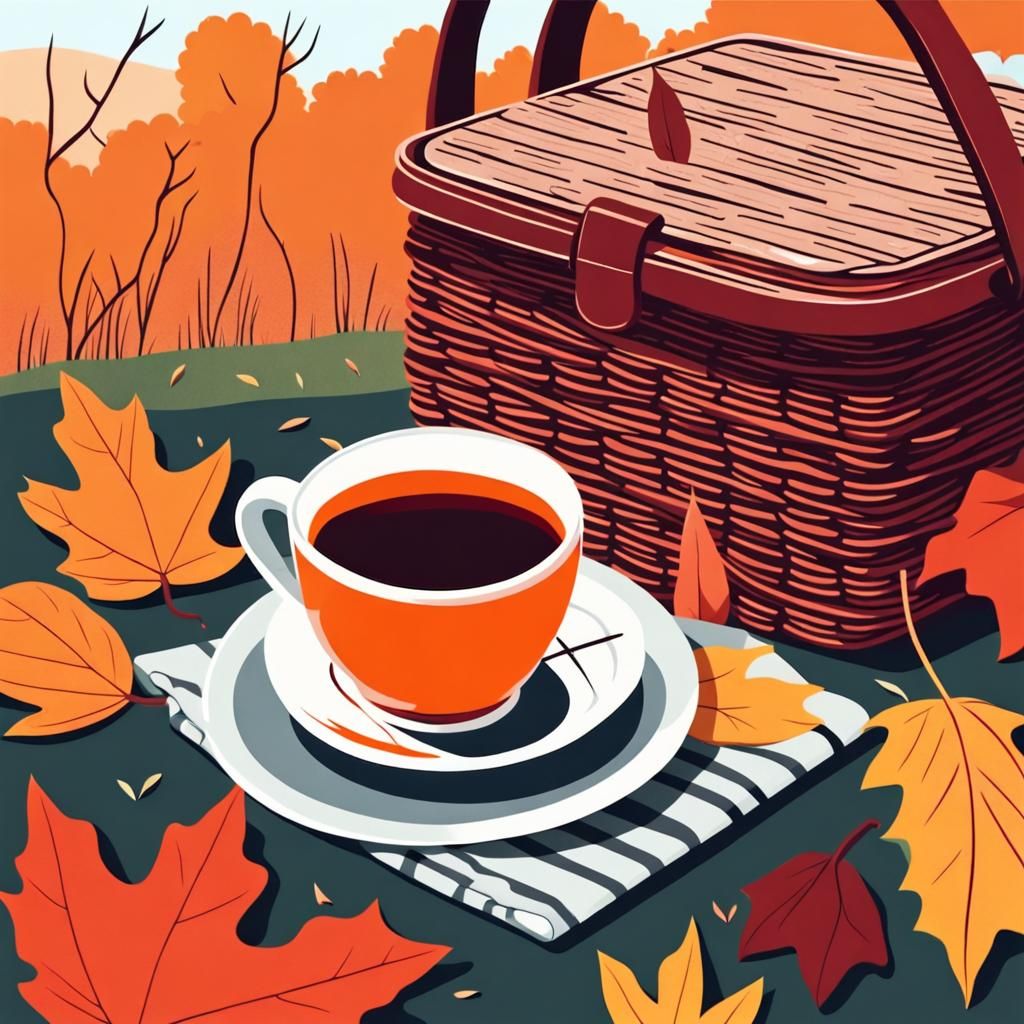Autumn Picnic Scene in Flat 2D Illustration