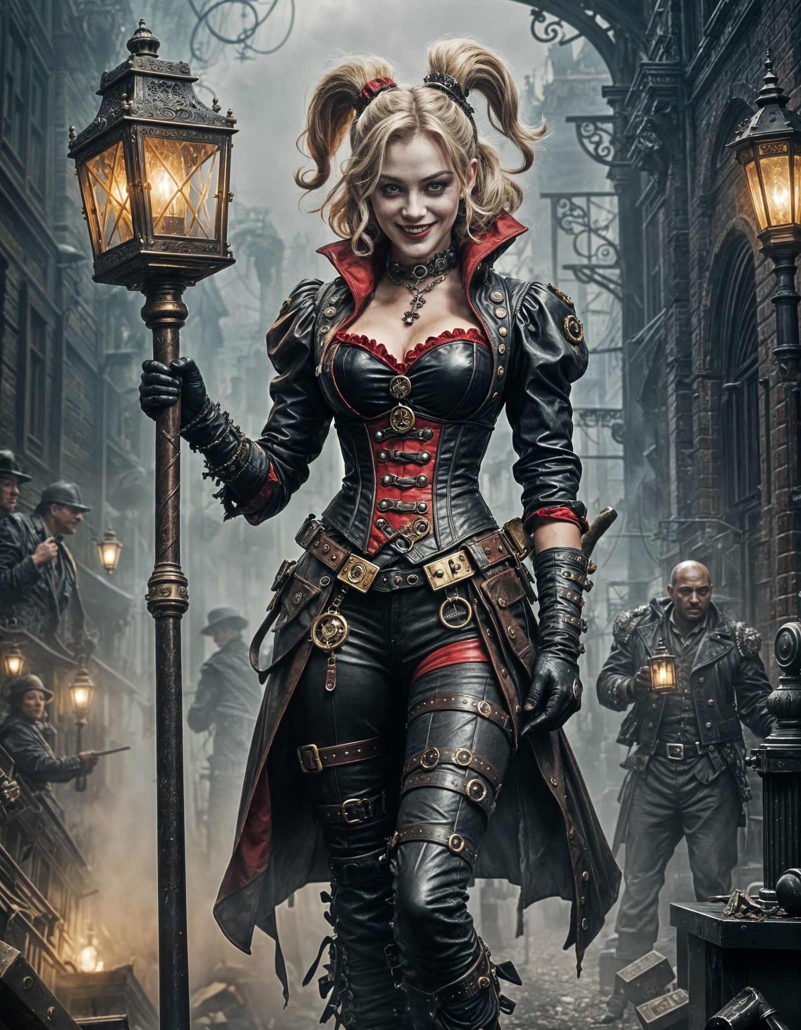 Harley Quinn in Baroque Steampunk Gotham Fog