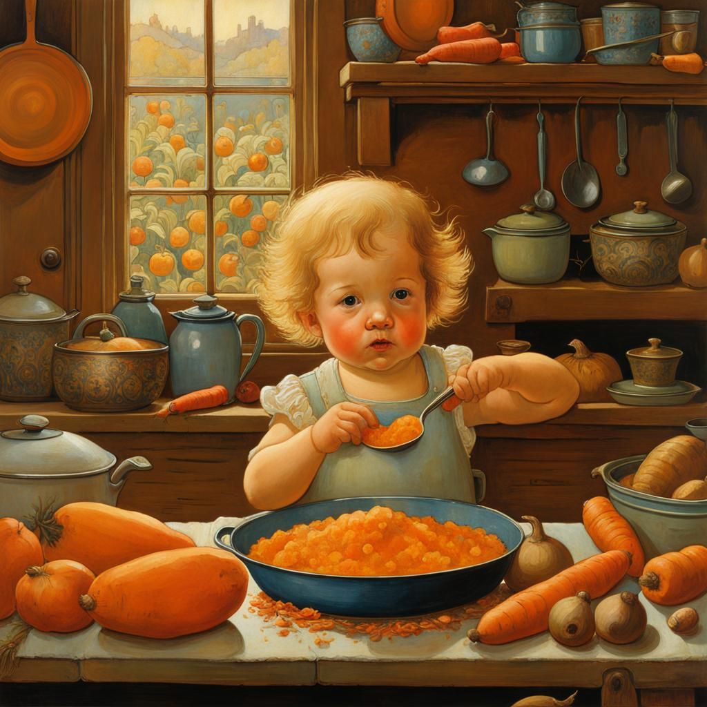 Toddler Enjoys Carrot and Sweet Potato Mash