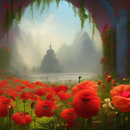 Floral Fantasy: Dahlias, Lilies, and Poppies