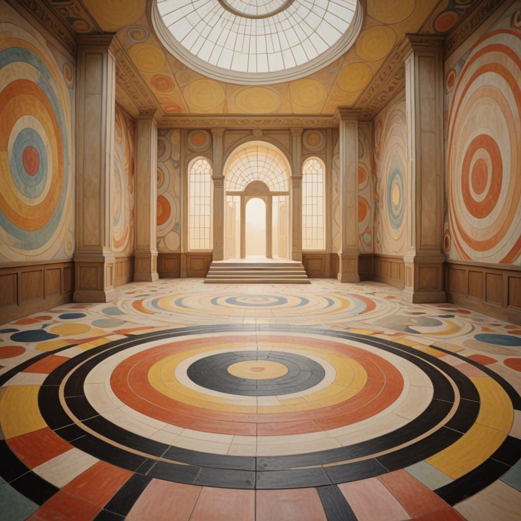 Surreal Lunar Temple in Hilma af Klint Style