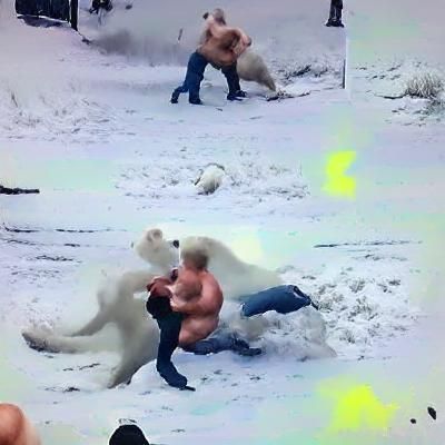 Man vs. Polar Bear in Snowy Brawl