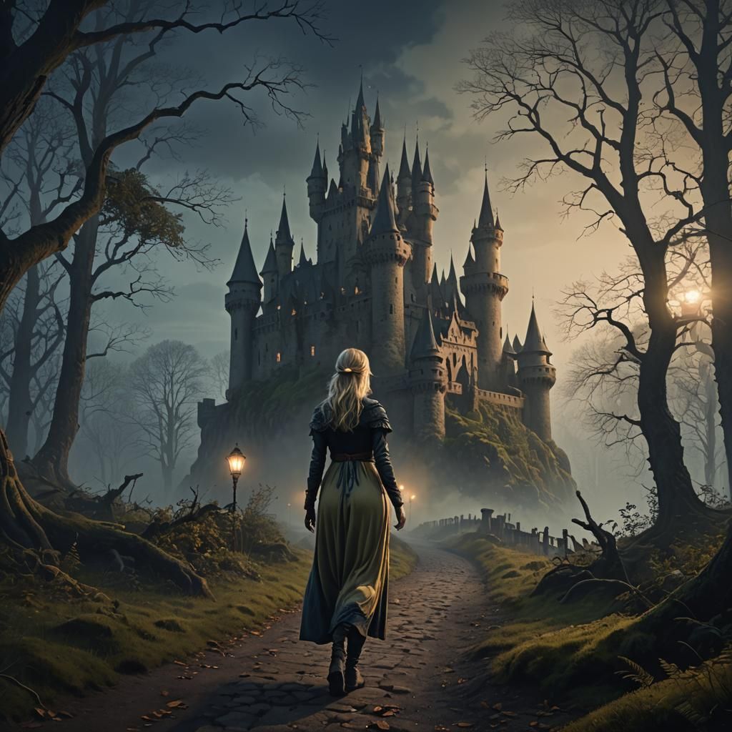 Pregnant Woman in Forest: Matte Painting Style