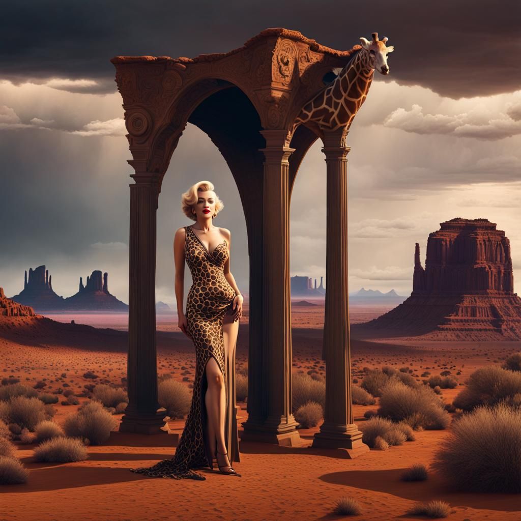 Surreal Marilyn Giraffe Morph in Monument Valley