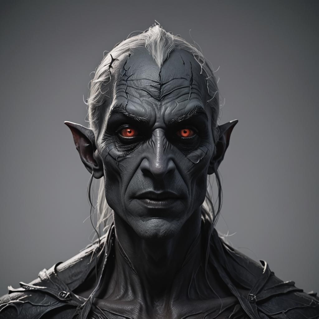 Hyperrealistic Shadowy Horror Creature with Elf Features