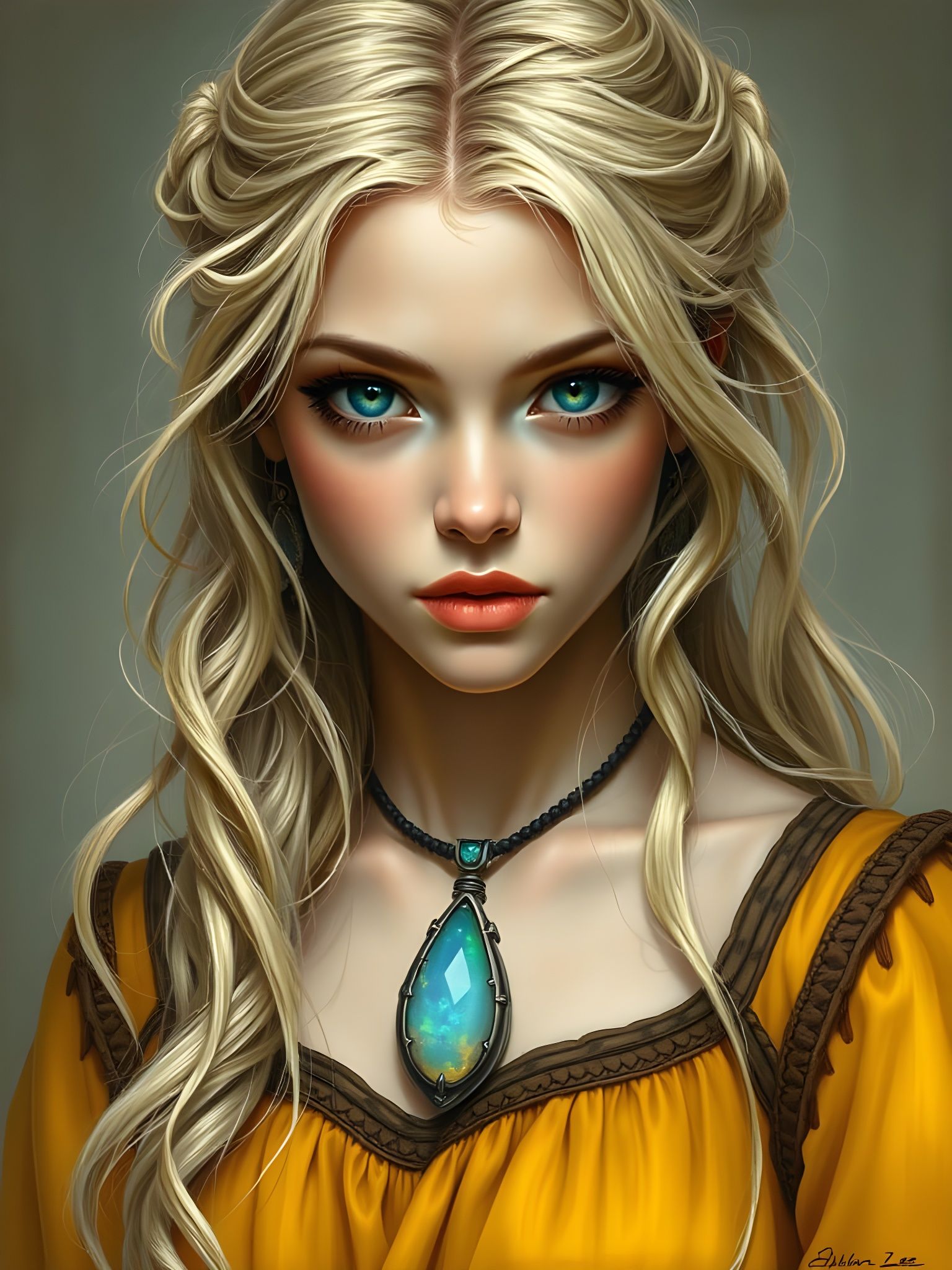 Lovely Lady of Norse Mythology in Soft-Focused Oil Painting