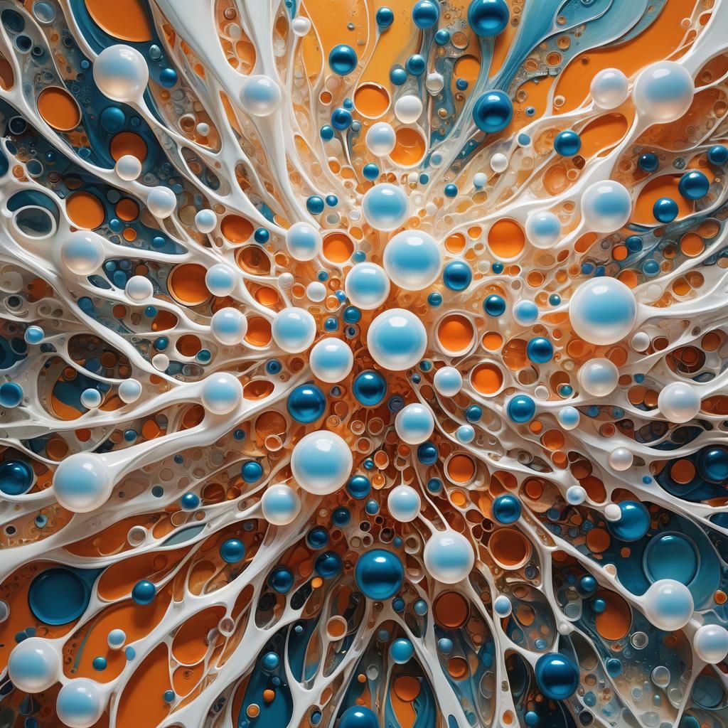 Surreal Bubble Emerges in Abstract Orange Swirls