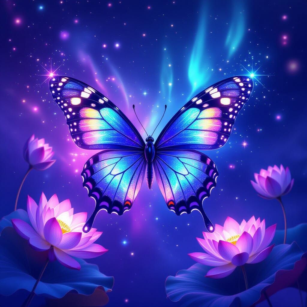 Celestial Butterfly in Cosmic Nebula Digital Painting