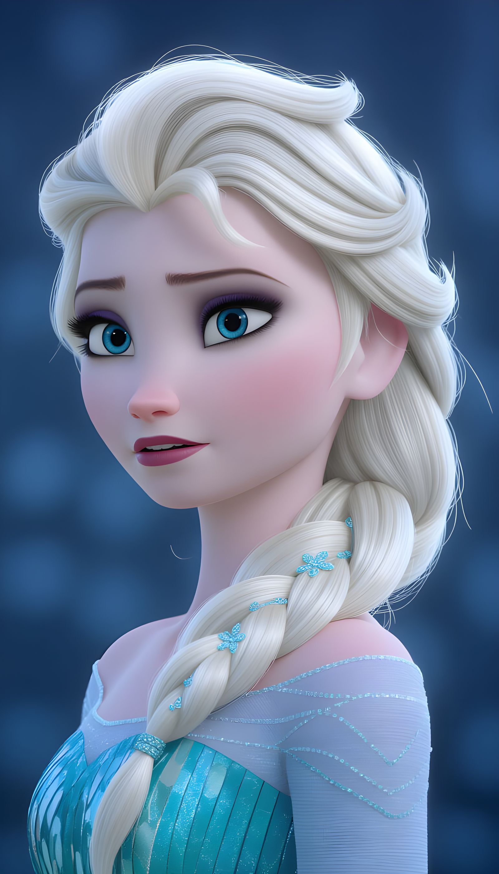 Elsa Portrait: Pixar Style Cinematic Film Still