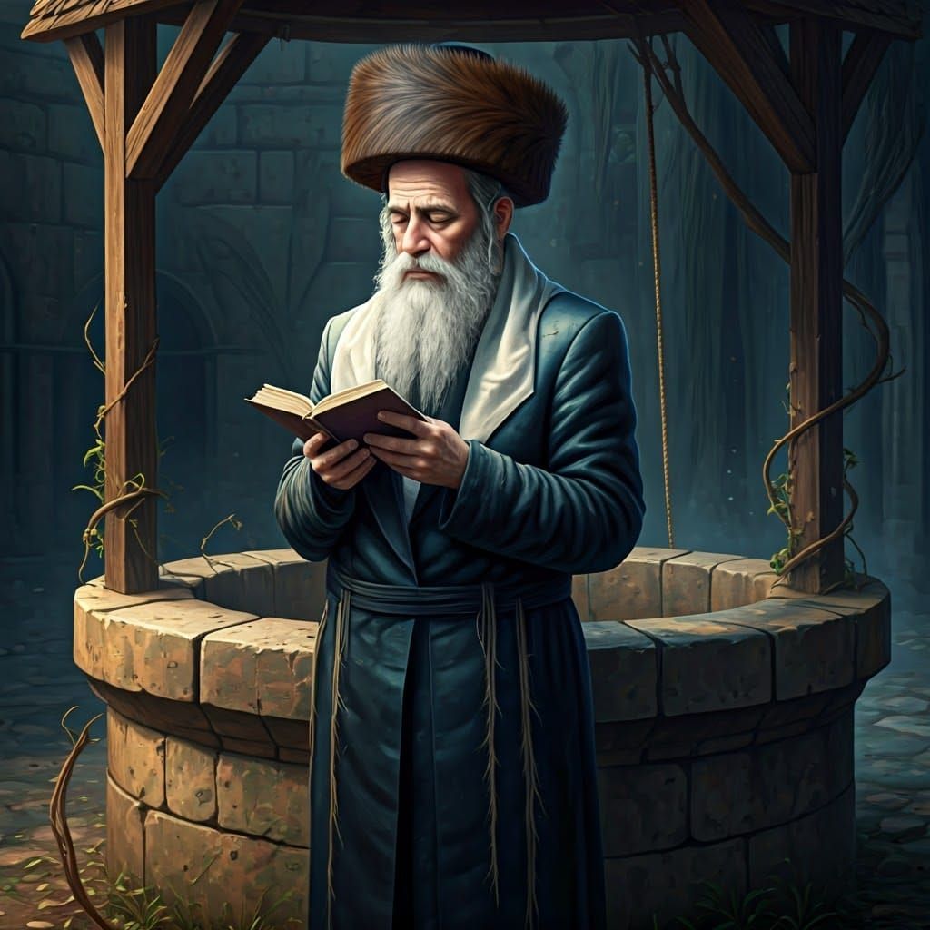 Devout Jewish Man Praying in Mystical Realism Style