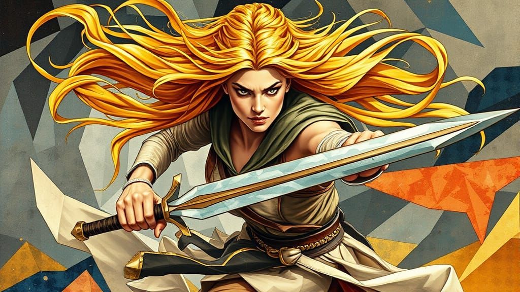 Golden Warrior Goddess Dances to Battle with Swaying Sword