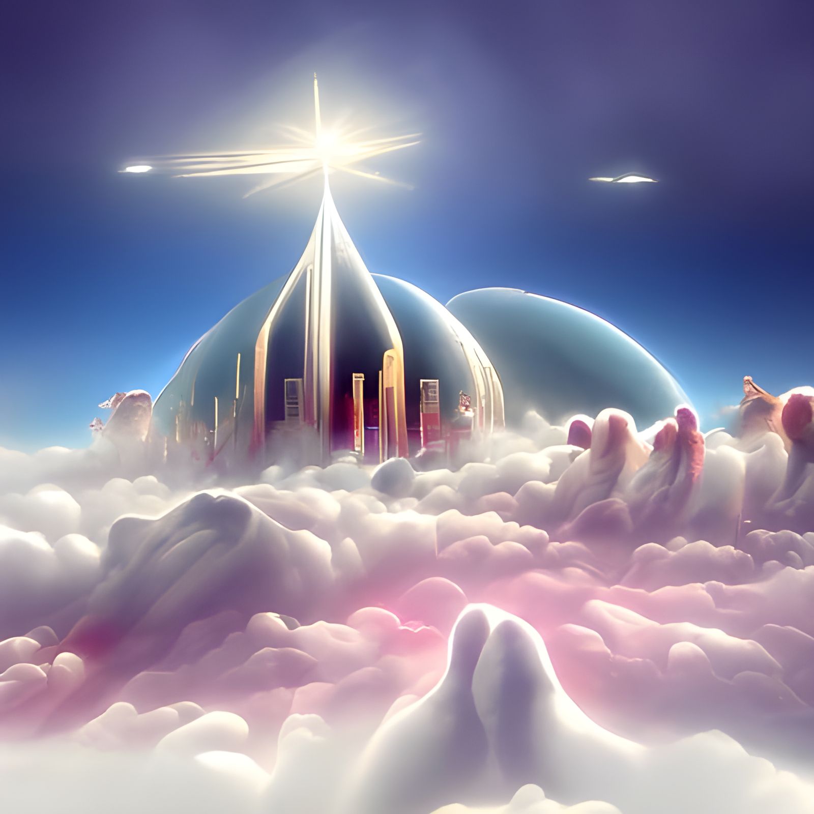 Heavenly Floating City in Cel Shading Style