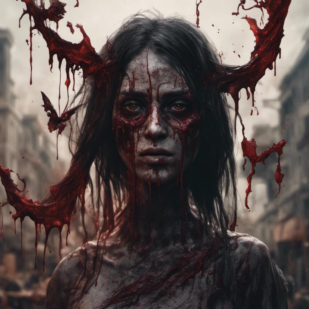Cursed Woman with Blood, a Fantasy Concept Art