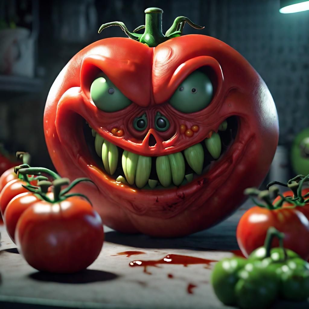 Killer Zombie Tomatoes Attack: Pixar-Style 3D Art