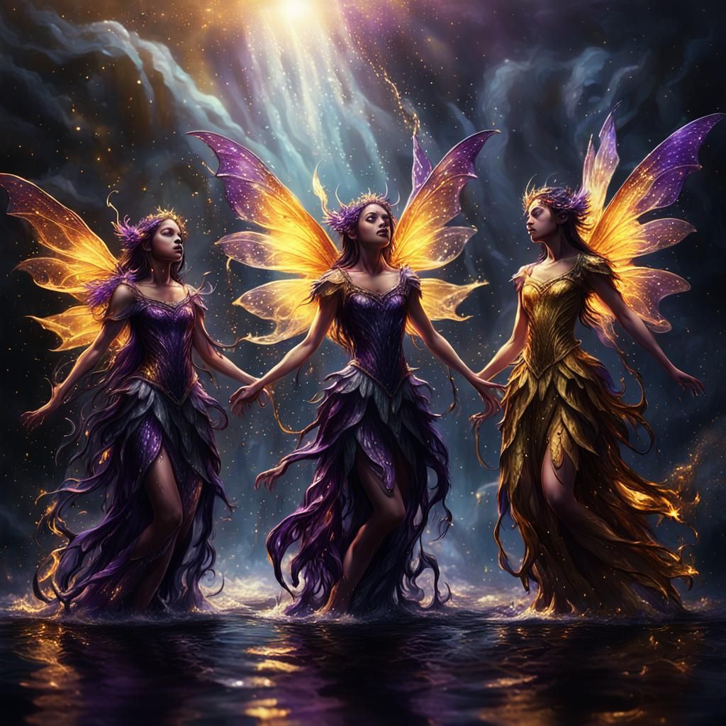 Dark Fantasy Fairies in Vivid, Iridescent Hues