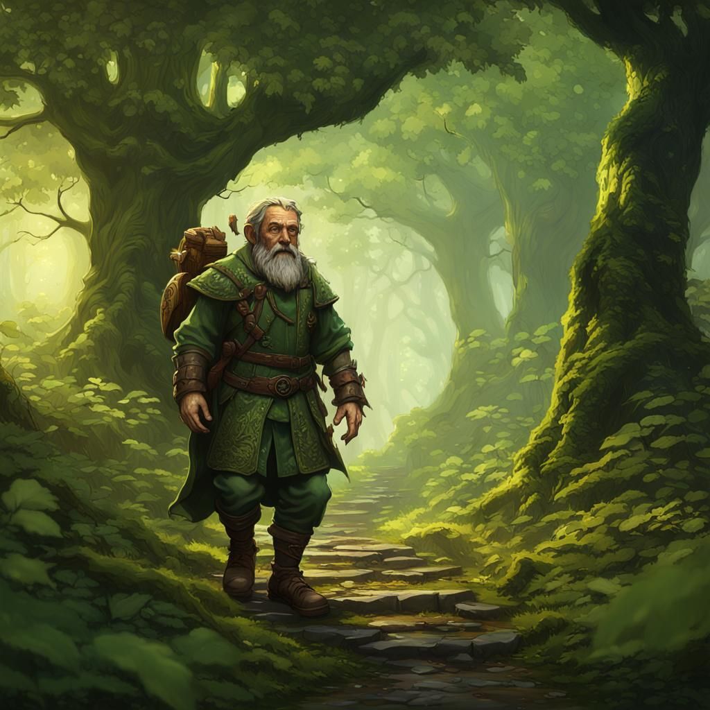 Halfling Druid in Forest, Dark Fantasy Concept Art