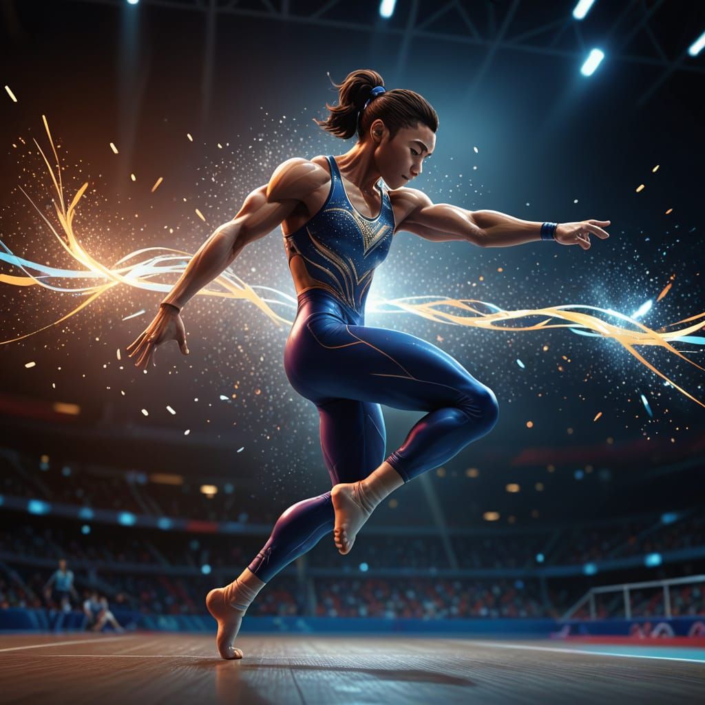 Olympic Gymnast Floor Routine in Digital Art