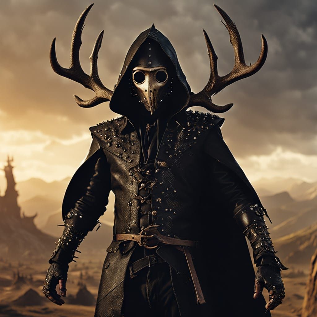 Goblin in Antlered Hood: Dark Fantasy Matte Painting