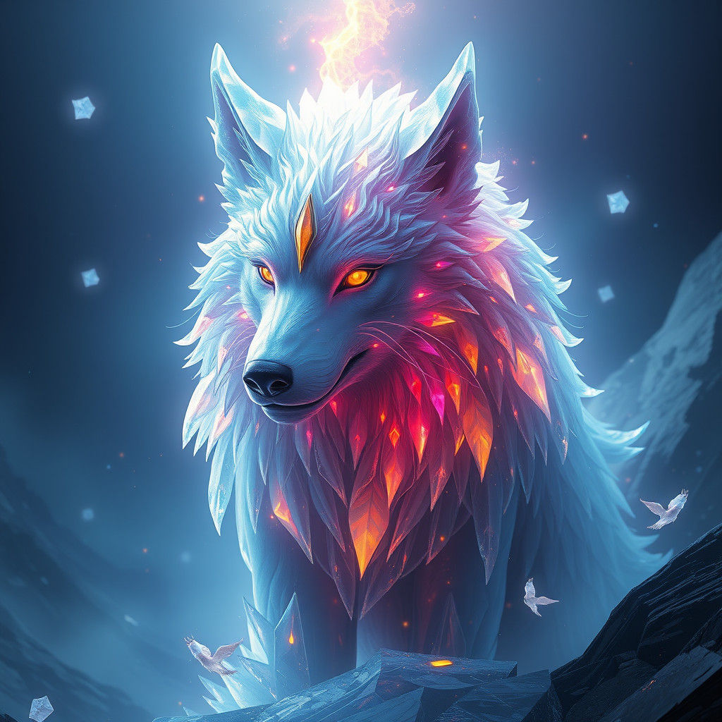 Crystal Wolf Matte Painting in 8K Resolution