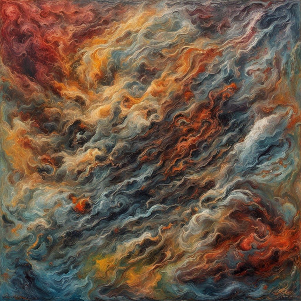 Vibrant Tornado of Emotion in Abstract Oil Painting